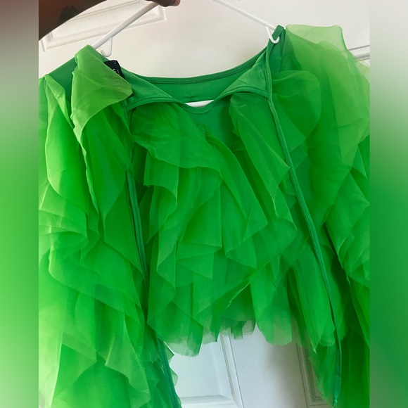 Green Ruffled Blouse - Picture 3 of 6